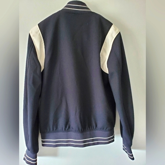 Zara men's varsity style jacket navy  and white size large - Picture 2 of 8
